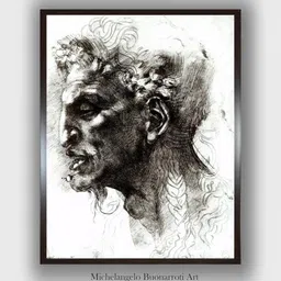 The Art House Brown & White Head of a Satyr Wooden Framed Painting Wall Art-picture-11