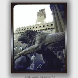 The Art House White & Blue Replica of the David Wooden Framed Canvas Painting Wall Art-picture-23
