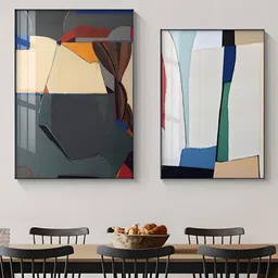 THE HANDMADE FLAIR 2 Pcs Grey & White Abstract Framed Painting Wall Art-picture-29