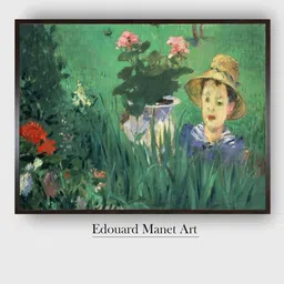 The Art House Green & Pink Boy in Flowers Wooden Framed Canvas Painting Wall Art-image-12