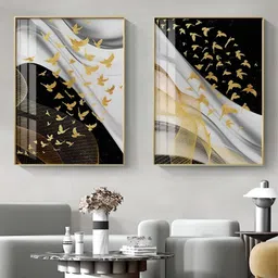 THE HANDMADE FLAIR Black & White 2 Pieces Abstract Wooden Wall Art-image-28