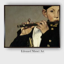 The Art House Black & Beige A flute player Wooden Framed Painting Wall Art-picture-29