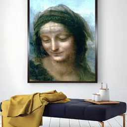 The Art House Black & Blue Abstract Wooden St Anne Wall Painting Wall Art With Frame-image-12