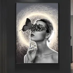 THE HANDMADE FLAIR Grey & White Abstract Girl Framed Painting Wall Art-picture-12