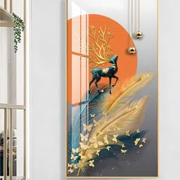 THE HANDMADE FLAIR Modern Orange Abstract Wooden Wall Art-picture-21
