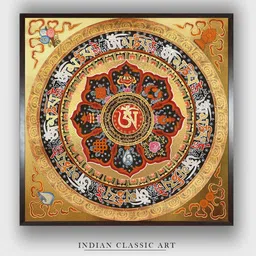 INDIAN CLASSIC ART Beige & Black Mandala Wall Art-picture-34