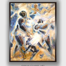 INDIAN CLASSIC ART Brown & Grey Abstract Painting Wall Art-image-41