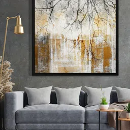 999Store Grey & Brown Painting Framed Wall Art image 1