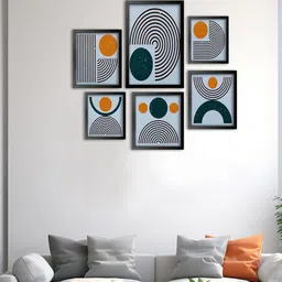 999Store Blue 6 Pieces Minimal Line Modern Framed Wall Arts-picture-23