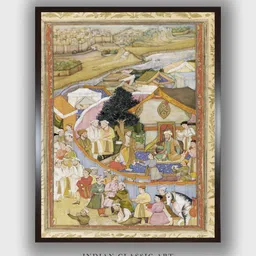 INDIAN CLASSIC ART Beige & Off-White Wood Framed  Wall Art-image-69