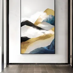THE HANDMADE FLAIR Off White Clouds Abstract Printed Framed Canvas Wall Art-image-24