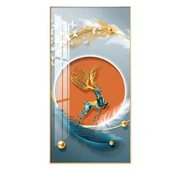 THE HANDMADE FLAIR Orange & Blue Mystical Deer Landscape Printed Wall Art image 2