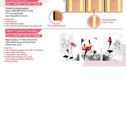 SAF White & Grey 3 Pieces Tree & Deer Painting Wall Arts image 3