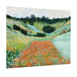 Art Street Green & Red Poppy Field In A Hollow Near Giverny Canvas Painting Wall Art image 2