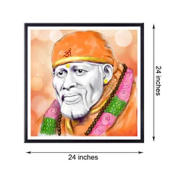 999Store Orange & Grey Sai Baba Printed Canvas Wall Art image 5