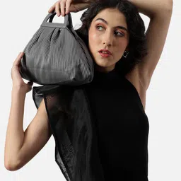 HAUTE SAUCE by Campus Sutra Striped PU Structured Sling Bag image 5