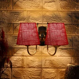 Devansh Maroon Textured Traditional Frustum Shaped Wall Lamp image 3