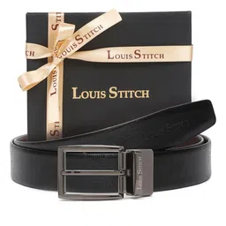 LOUIS STITCH Men Textured Leather Reversible Formal Belt image 2
