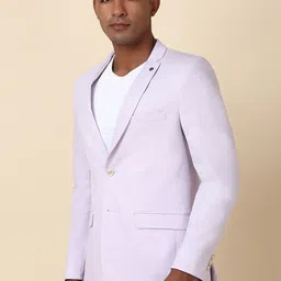 Allen Solly Textured Single-Breasted Notched Lapel Super Slim Fit Cotton Casual Blazer image 3