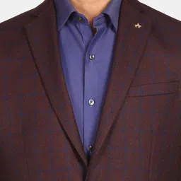 Arrow Men Maroon & Blue Checked Single Breasted Casual Blazer image 4