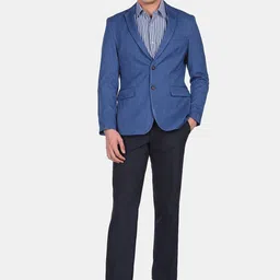 Arrow Men Blue Solid Slim-Fit Single-Breasted Formal Blazer image 4
