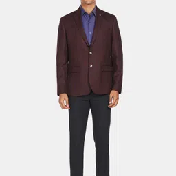 Arrow Men Maroon & Blue Checked Single Breasted Casual Blazer image 2