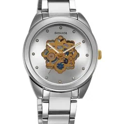 Sonata Women Skeleton Dial & Stainless Steel Bracelet Style Straps Analogue Watch 8182BM01-picture-20