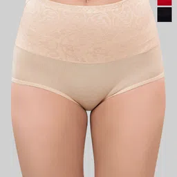 PLUMBURY  Pack Of 3 Self Design Anti Microbial Tummy Control Shaper Brief-picture-30