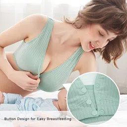 wave fashion Nursing Bras for Breastfeeding Cotton Wireless Maternity Bra Seamless Support Front Snap Padded Bralettes image 2