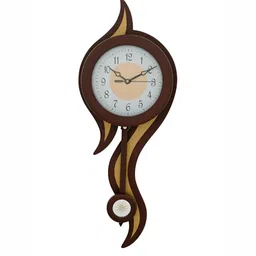 CHRONIKLE Brown & White Analogue Contemporary Pendulum Wooden Wall Clock-image-7
