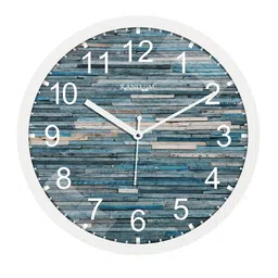 RANDOM White & Blue Printed Analogue Contemporary Wall Clock image 3