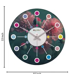OLIVE TREE Green Printed Contemporary Wall Clock image 4