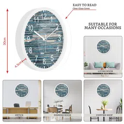 RANDOM White & Blue Printed Analogue Contemporary Wall Clock image 4