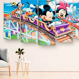 Casperme Blue & White 5 Pieces Mickey & Friends Wooden Painting Wall Art-image-12
