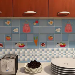 Jaamso Royals Blue & Orange Vegetable Tile Design Self Adhesive Wallpaper-image-67