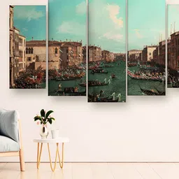 Casperme  Green & Beige 5 Pieces Wooden Scenery Wall Arts-picture-26