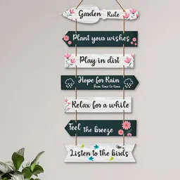 ArtVibes White & Pink Garden Rules Wall Hanging-picture-14