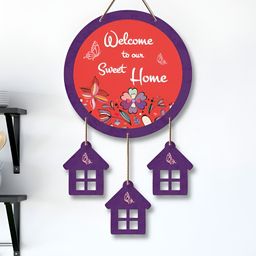 ArtVibes Red Printed Wooden Welcome Quote Wall Hanging-picture-20