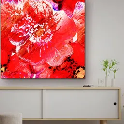 Casperme Red & Pink Canvas Framed Floral Painting Wall Art-image-27