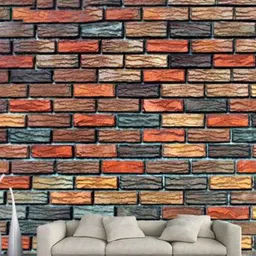 KAAF Red & Yellow Printed Bricks Printed Self-Adhesive Wallpaper-picture-10