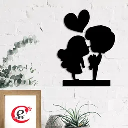 eCraftIndia Black Loving Couple Wall Art-image-22