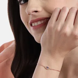 Zavya 925 Sterling Silver Rose Gold-Plated Cubic Zirconia Evil Eye Charm Bracelet image 4