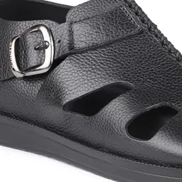 ATESBER by Inc.5 Men Black Leather Comfort Sandals image 2