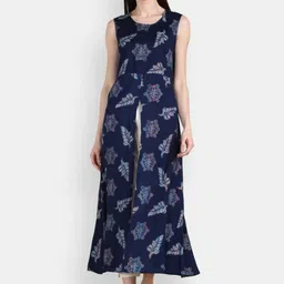 VEDANA Women Blue Printed Floral Kurta-image-40