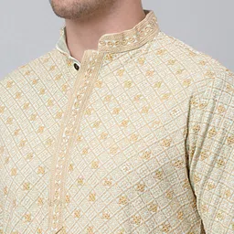 Jompers Ethnic Motifs Embroidered Mandarin Collar Chikankari Cotton Straight Kurta image 5