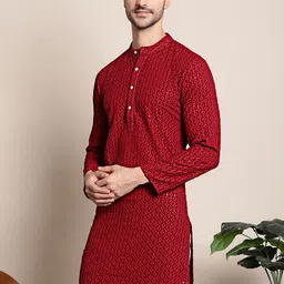 Anouk Floral Embroidered Sequinned Cotton Kurta image 2