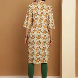 Anouk Floral Printed Sequinned Mandarin Collar A-Line Kurta image 2