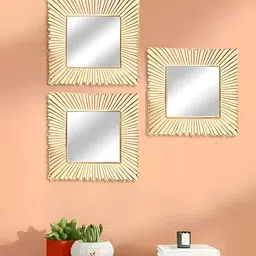 VAS collection home Pack Of 3 Textured Square Wall Mirror-picture-37