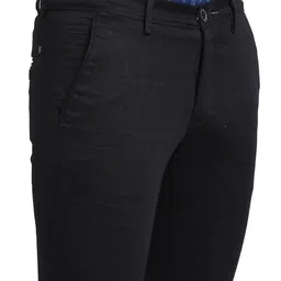 turtle Men Cotton Stretch Navy Check Narrow Fit Casual Trouser image 5