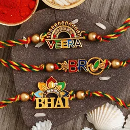 eCraftIndia Pack of 3 Multicoloured Rakhi with Roli Chawal Set-picture-38
